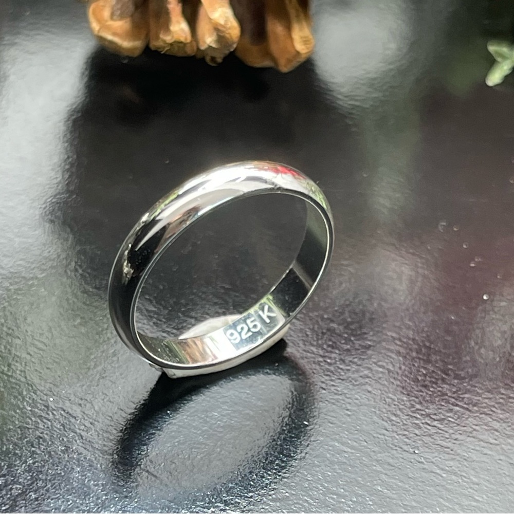 Solid 925 Silver Wedding Engagement Ring Size 10 - image 1